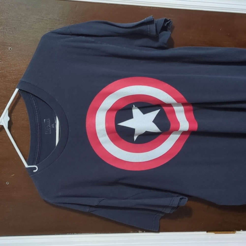 Y2K Marvel Mad Engine Blue Captain American Short Sleeve Shirt Men's XL